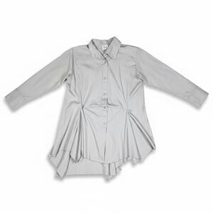 PLANET by Lauren G Button Front Tunic Size 2 Women's 10-14 Light Gray Lagenlook